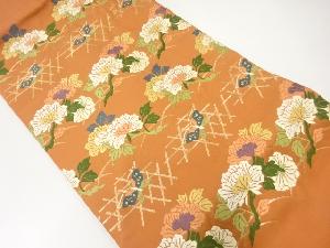 唐織枝花に蝶模様織出し名古屋帯